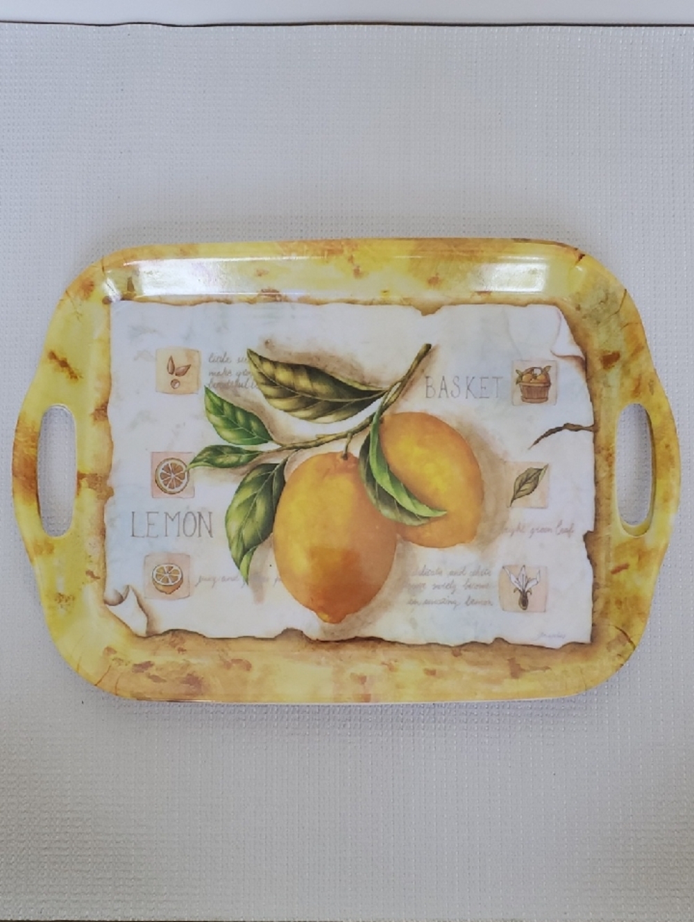 Melamine Ware Lemon Decorative Serving Tray - Set of 2
